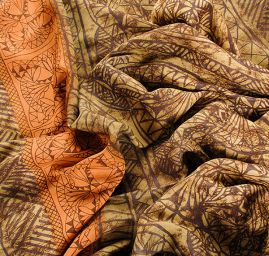 Viskózová letní látka vzor ornament hnědá