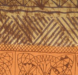 Viskózová letní látka vzor ornament hnědá