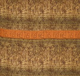 Viskózová letní látka vzor ornament hnědá