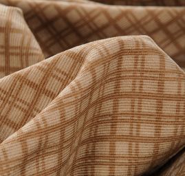 Manšestr nepružný káro hnědobéžový