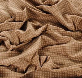 Manšestr nepružný káro hnědobéžový