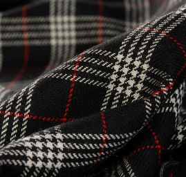 Látka na kostým vzor kostky černá/červená/bílá