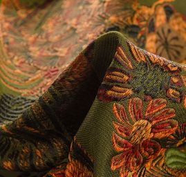 Žakárová dekorační látka Art deco Volavky olivová