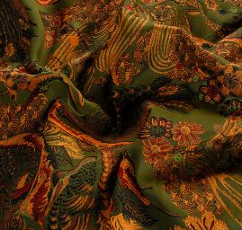 Žakárová dekorační látka Art deco Volavky olivová