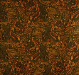 Žakárová dekorační látka Art deco Volavky olivová