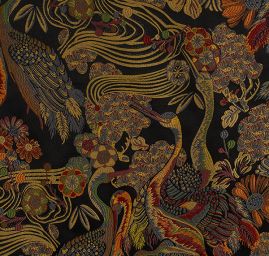 Žakárová dekorační látka Art deco Volavky černá