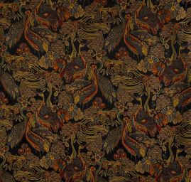 Žakárová dekorační látka Art deco Volavky černá