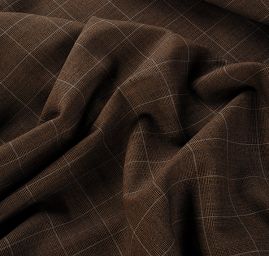 Vlněná látka na kostým vzor kostka tm. hnědá
