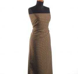 Kostýmová látka vzor drobná kostka hnědá