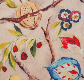 Sametová dekorační látka tisk pávi barevná