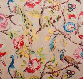 Sametová dekorační látka tisk pávi barevná