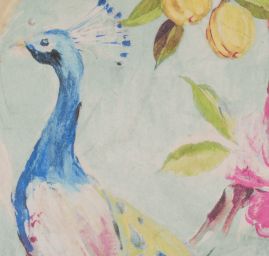 Sametová dekorační látka tisk pávi zelenkavá