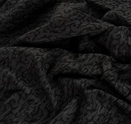 Pružná riflovina plastický květinový vzor černá/šedá