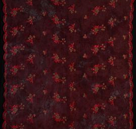 Krajka výšivka na organze korálky/rokajl vínová