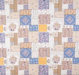 Bavlněná šatová látka květinový patchwork