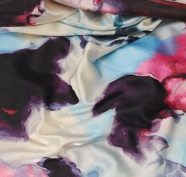 Satén vzor růže v mramoru - vínovomodrý