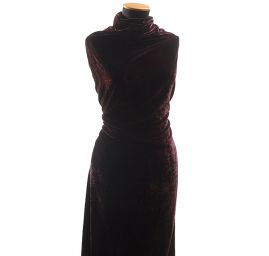 Jemný viskozový samet vzor rybí kost vínový