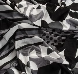 Úplet viskozový geometrické vzory černobílý II.jakost
