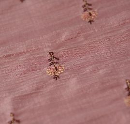 Vyšívaný šantung starorůžový vzor drobné květy