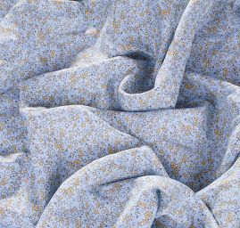 Viskozová letní látka kytičkový motiv modrá/žlutá