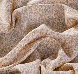 Viskozová letní látka kytičkový motiv pastel žlutá