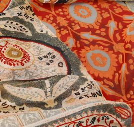 Šifon viskozový vzor hnědý patchwork