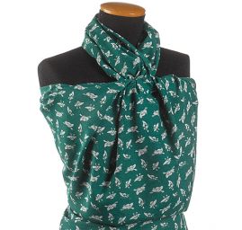 Látka na šaty motiv kloboučků zelená