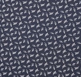 Látka na šaty motiv kloboučků tmavě modrá