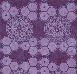 Bavlna tisk ornamenty vínová/starorůžová SLEVA