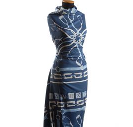 Imitace hedvábí látka kupón přezky modrá