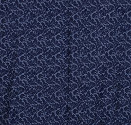 Riflovina žakárový květinový vzor modrá II.jakost