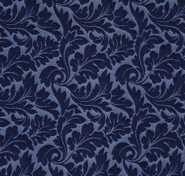 Riflovina žakárový květinový vzor modrá II.jakost