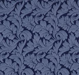 Riflovina žakárový květinový vzor modrá II.jakost