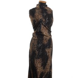 Vypalovný pružný samet ornametnální motiv černohnědý