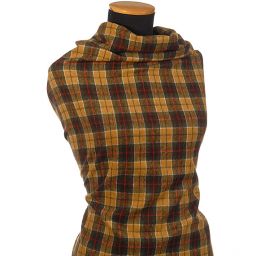 Vlna směs košilová látka vzor kostky hnědá/červená