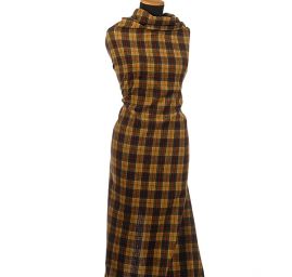 Vlna směs košilová látka vzor kostky hnědá/červená