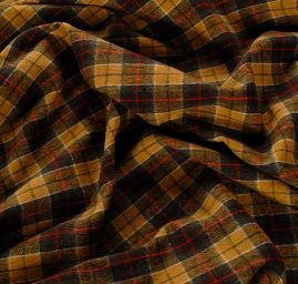 Vlna směs košilová látka vzor kostky hnědá/červená