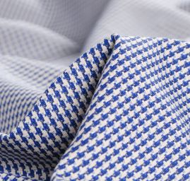 Kostýmová bavlněná látka vzor pepito petrol/bílá