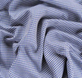 Kostýmová bavlněná látka vzor pepito modrá/bílá