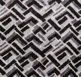 Pružný samet s geometrickým vzorem černá bílá