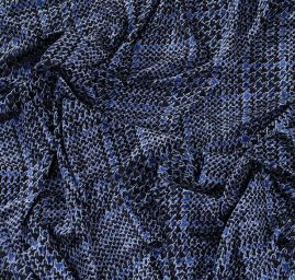 Samet pružný vzor Esterházy modrostřírbný