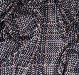 Samet pružný vzor Esterházy hnědostříbrný