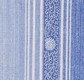 Bavlněná látka etamín pruhy/ květy modrá