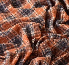 Látka na kostým imitující ručně tkané metráže hnědá kostka
