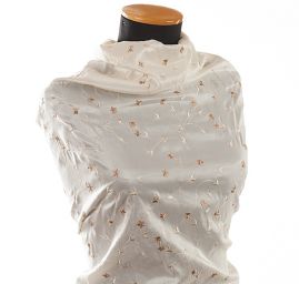 Vyšívaný taft drobný květinový vzor béžová/smetanová