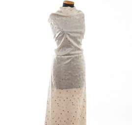 Vyšívaný taft drobný květinový vzor béžová/smetanová