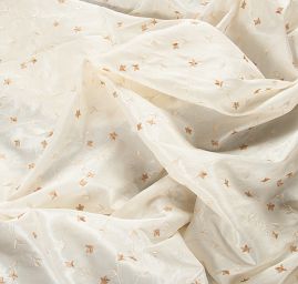 Vyšívaný taft drobný květinový vzor béžová/smetanová