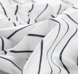 Úplet letní bavlna viskoza proužky temně modrý