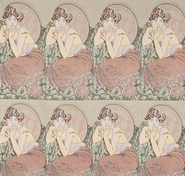 Dekorační tkanina secese Mucha