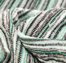 Látka vlněná kostýmovka proužky zelená/černá